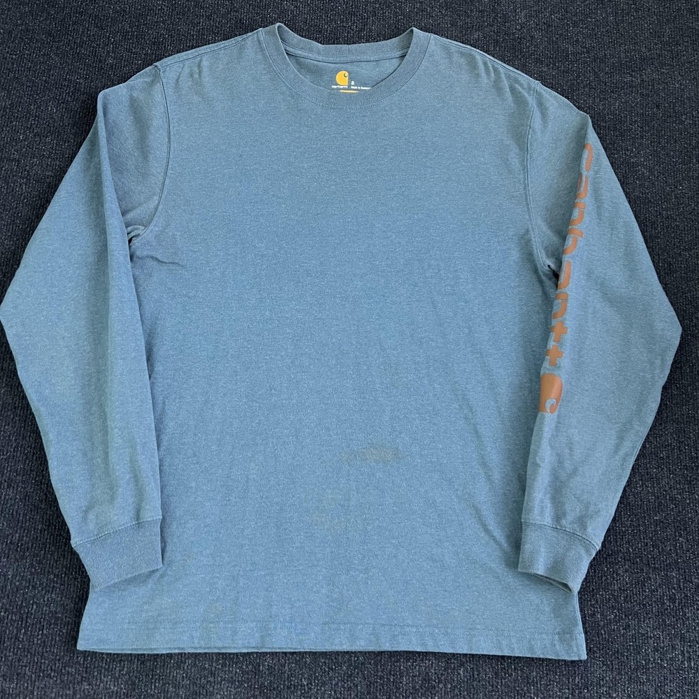 Carhartt Shirt Mens Small Blue Original Fit Long Sleeve Workwear Tee T-Shirt